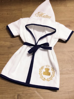 Roupão personalizado veste até 3 anos urso príncipe