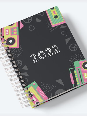 Planner 2022 feminino - preta retrô