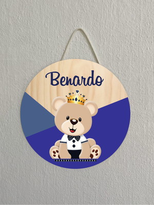 Placa decoração infantil porta maternidade urso em mdf