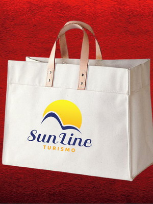 Sacola personalizada 40x33x18 c/alças de couro ecológico