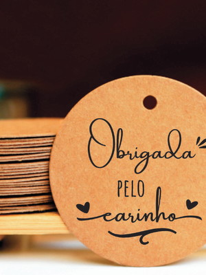 Tags kraft obrigada pelo carinho 5 cm