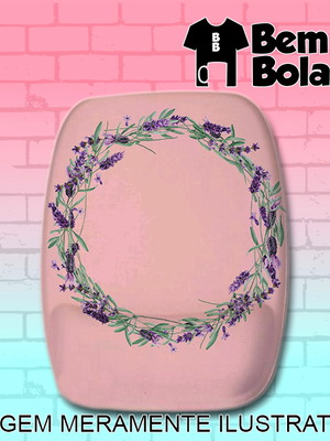 Mousepad lavanda flor com galhos círculo com apoio