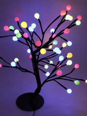 Mini árvore 45cm luminária com 48 bolinhas led coloridas