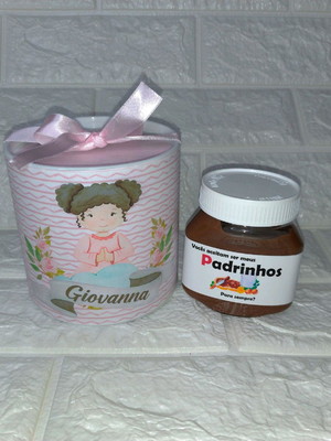 Convite tubolata nutella batizado menina