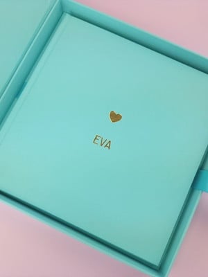 Livro do bebê e caixa organizadora hot stamping