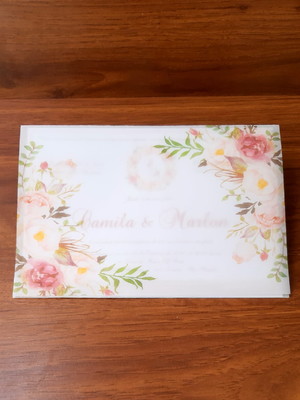 Envelope papel vegetal - floral rosa chá