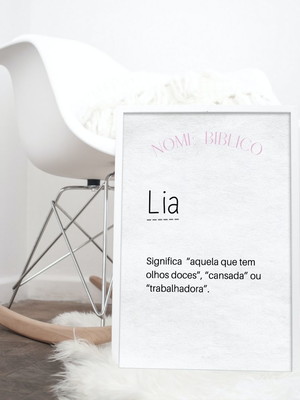 Quadro minimalista nomes bíblicos de bebês "lia"