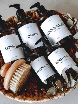 Kit frascos ambar pet bemhaus decoração minimalista