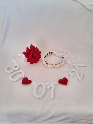 Kit pra fotos de pré casamento com varal buque e coroa