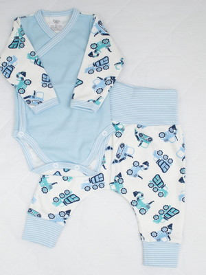 Conjunto de body e mijão manga longa azul 2 peças