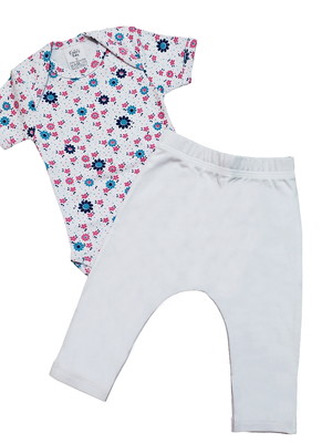 Conjunto de body e mijão manga curta menina floral