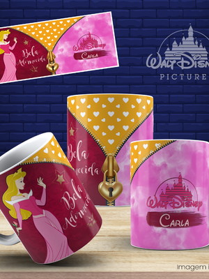 Lembrancinha caneca de polímero bela adormecida