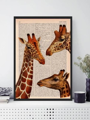 Quadro decorativo trio girafas
