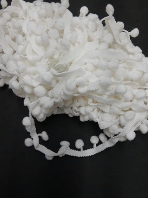 Fita grelot pompom 18 metros - cor branco