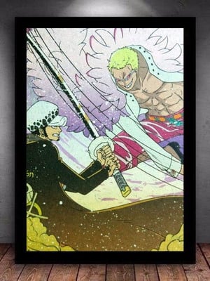Quadro decorativo law vs doflamingo one piece