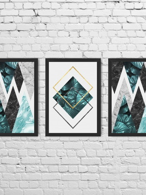 Conjunto quadros geométricos com moldura