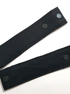 2 extensores para mascara de tecido com botao 3,5x15cm preto