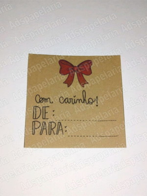 Tags agradecimento cliente kraft laço vermelho de para