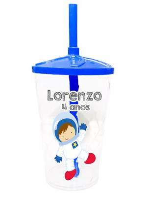 Copo twister personalizado 400ml lembrancinha astronauta