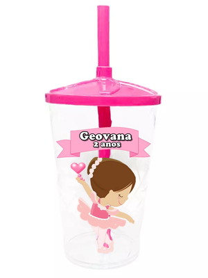 Copo twister personalizado 400ml lembrancinha bailarina