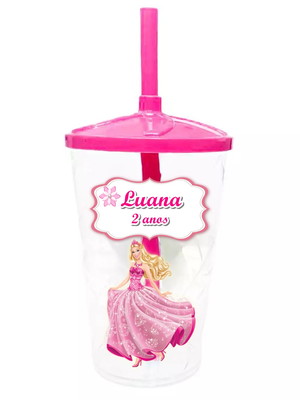 Copo twister personalizado 400ml lembrancinha barbie
