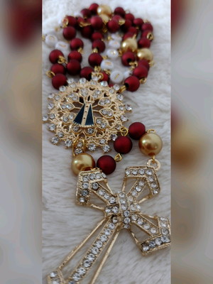 Terço nsaparecida com strass - personalize com 1 nome