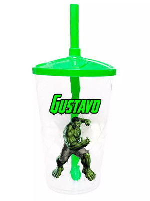 Copo twister personalizado 400ml lembrancinha hulk