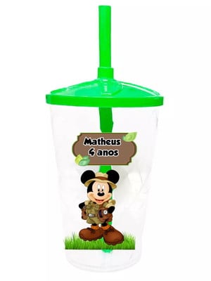Copo twister personalizado 400ml lembrancinha mickey safari