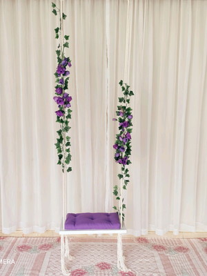 Balanço com flores, 40cm madeira nobre instagramavel