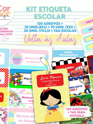 Kit etiqueta escolar c/120 etqs + tag