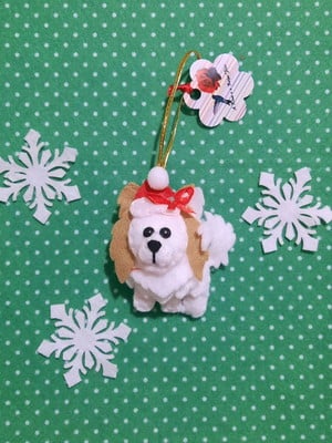 Enfeite de natal cachorrinha spitz / lulu da pomerânia