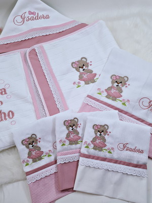 Toalha de banho felpuda com capuz e kit de fraldas