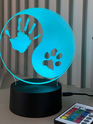 Luminária mesa/bancada acrílico led 3d rgb - best friends 5