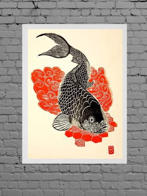 Quadro decorativo carpa japonesa