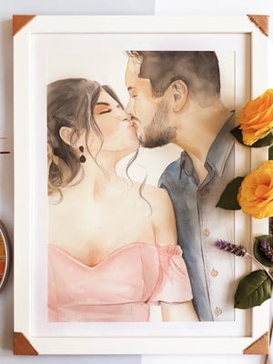 Retrato pintura encomenda em aquarela