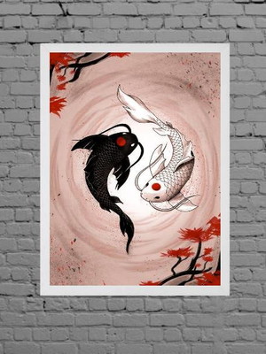 Quadro decorativo carpas yin-yang