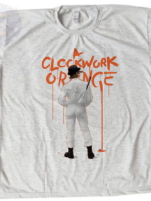 Camiseta laranja mecânica personalizada cinza mescla série