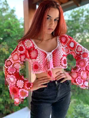 Cropped mangas longas / blusa crochê