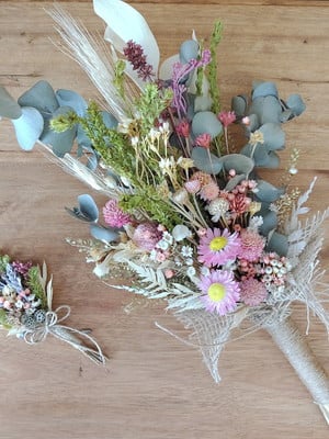 Kit buque de noiva m + lapela floral