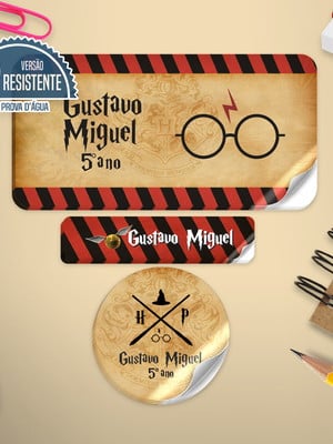 Etiqueta escolar harry potter 120unid plastico