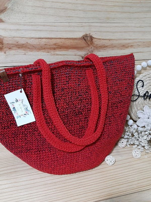 Bolsa de croche lolla grande vermelha bolsa de ombro