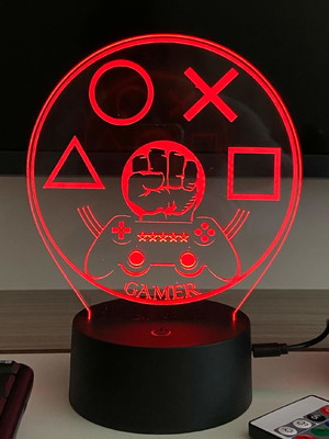 Luminária mesa/bancada em acrílico led 3d rgb - gamer 1