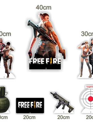 Kit de 7 display para decoração do tema free fire