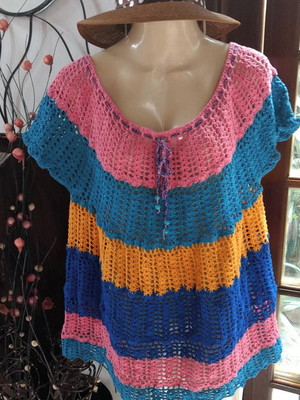Bata em crochê colorida tam. gg pronta-entrega