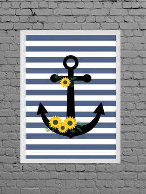 Quadro decorativo âncora girassol