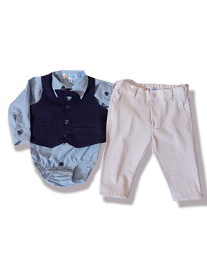 Conjunto social bebê com colete e gravata