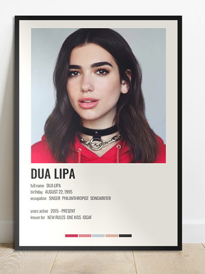 Quadro placa mdf poster dua lipa