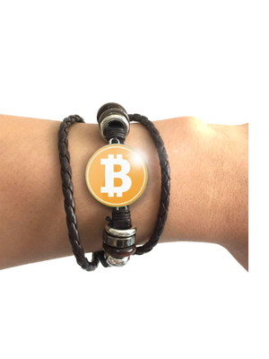 Pulseira bitcoin criptomoeda unissex e ajustável