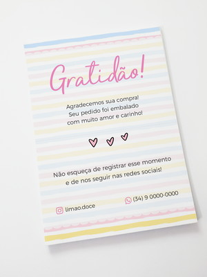 Bloquinho de agradecimento ao cliente