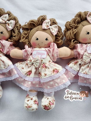 Boneca de pano 40 cm com nome( unidade)